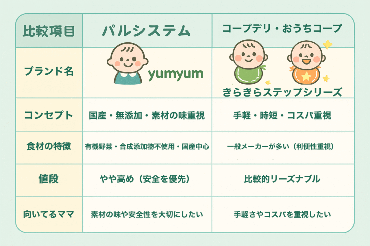 パルシステムとコープの違い離乳食
