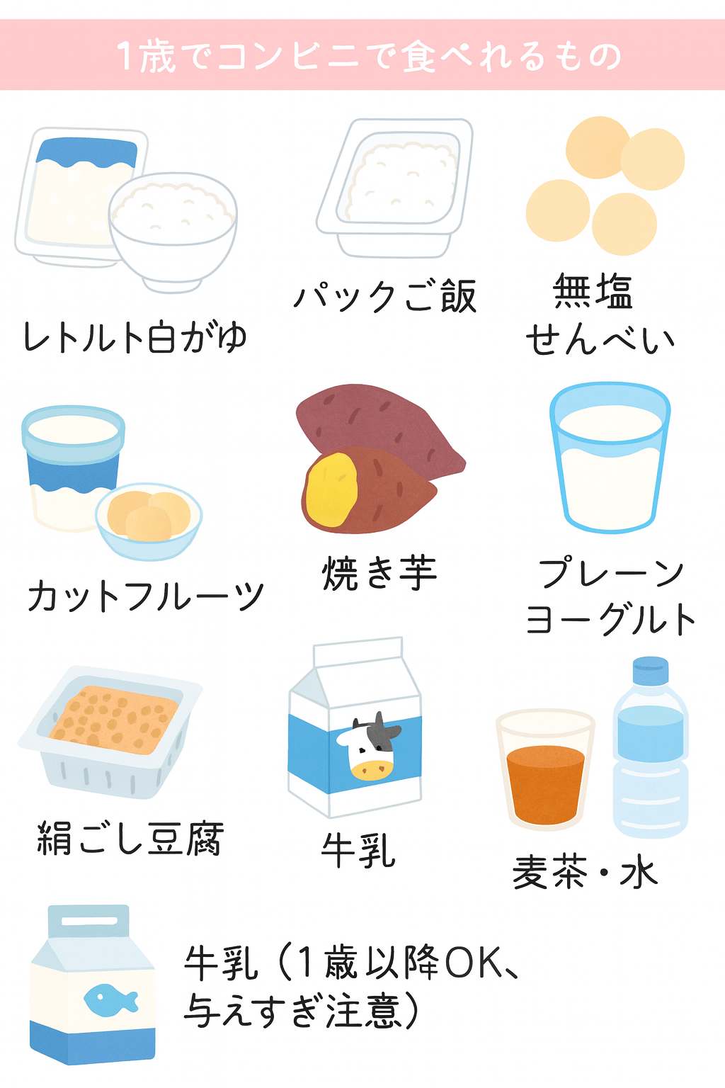 1歳がコンビニで食べれるもの